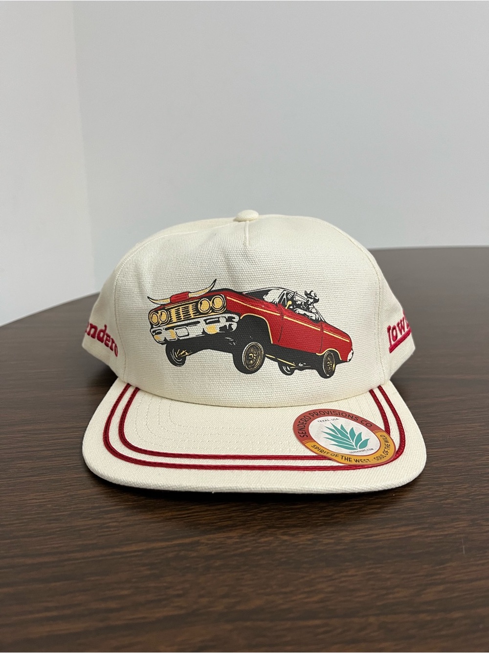 Sendero Provisions Co Lowlife Hat Lowrider Car Snapback NWT Cream Red